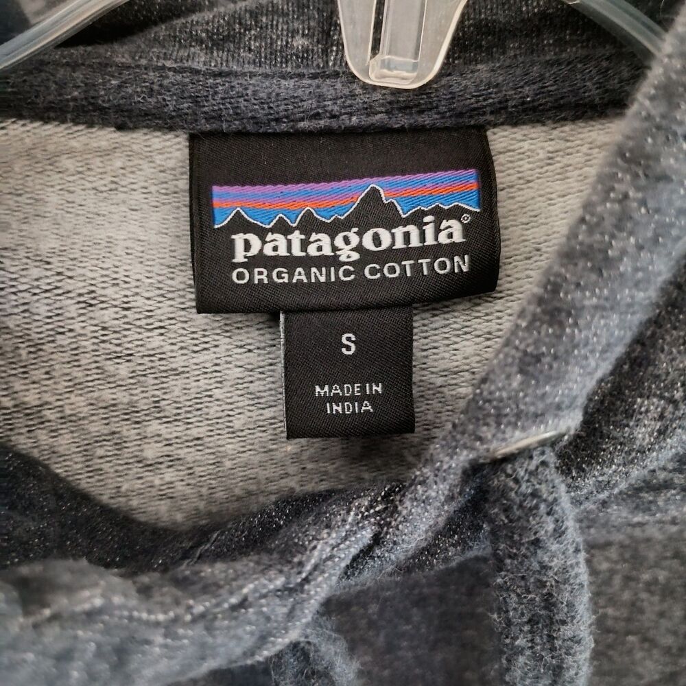 Patagonia Worn Wear Hoodie Unisex Small Gray Organic Cotton Bear Logo Sweatshirt - Picture 7 of 7